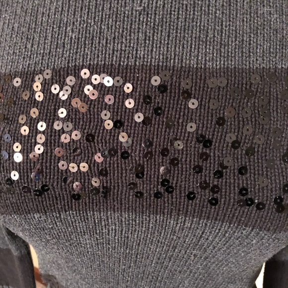 LOFT Charcoal Gray With Black Sequins Sweater Sz XS EUC - Picture 2 of 5